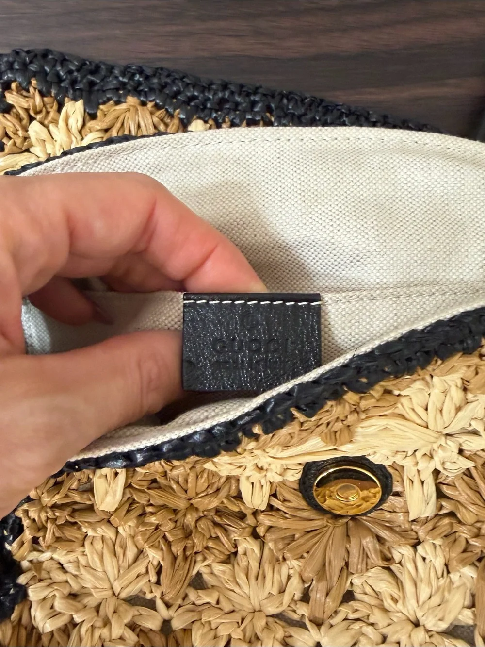 Gucci GG Marmont Raffia Daisy Floral Mini Shoulder Bag Crossbody Beige Black - Picture 5 of 16